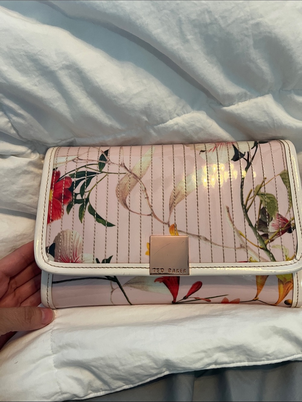 Ted Baker Pink Floral Quilted Wristlet Crossbody